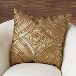Roman Beaded Pillow-Gold