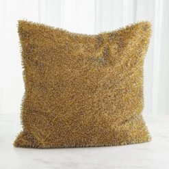 Golden Beaded Shag Pillow -France and So Furniture 81831
