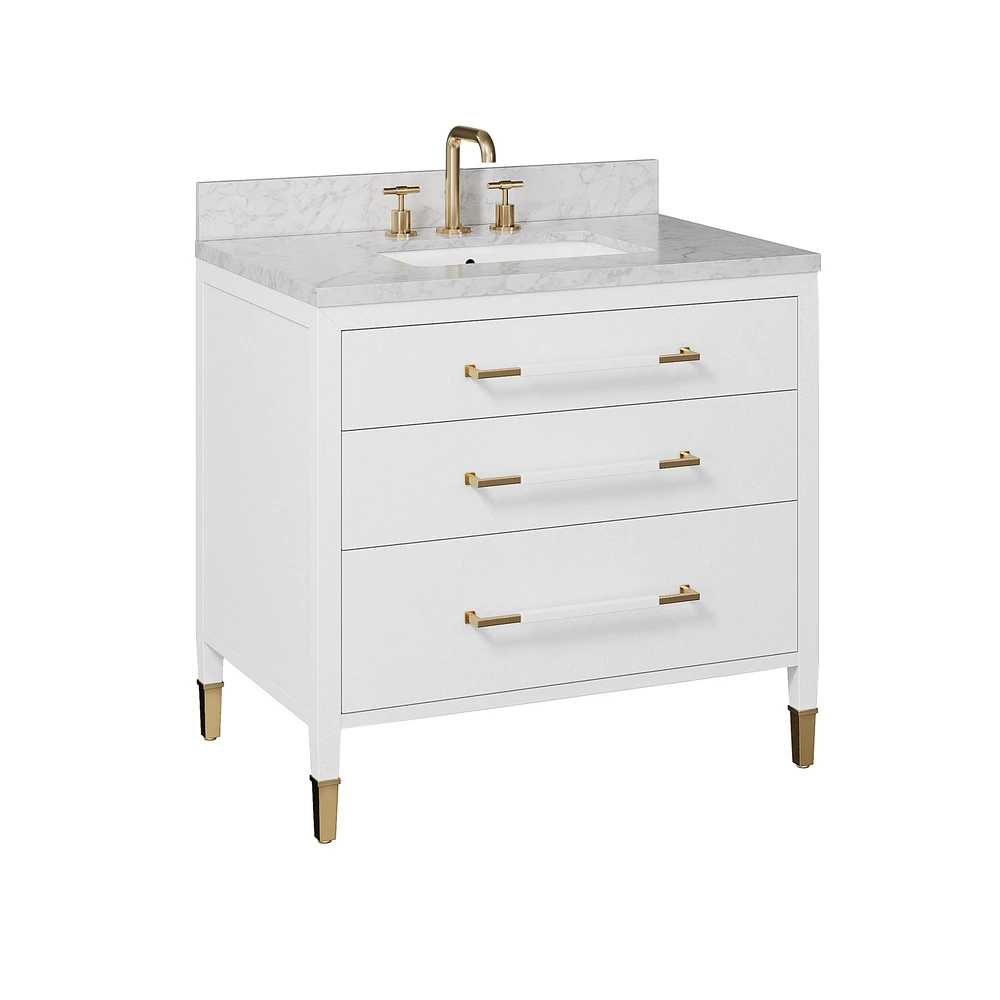Verona 36" White Vanity With Rectangular Undermount Sink 1 Verona 36" White Vanity With Rectangular Undermount Sink