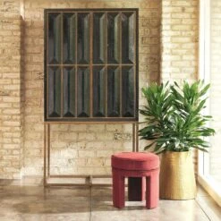 Horn Inlay Bar Cabinet-Black/Antique Brass 17 Horn Inlay Bar Cabinet-Black/Antique Brass -France and So Furniture 86965