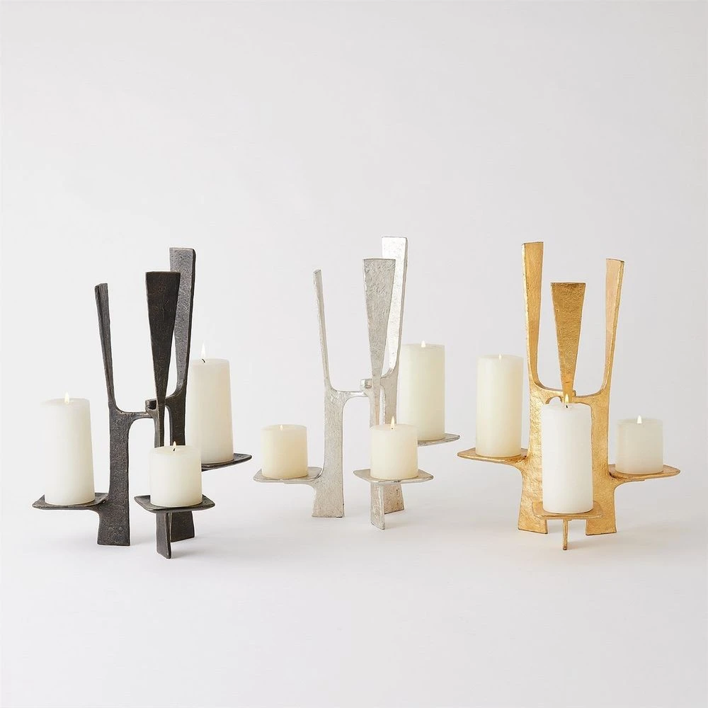 Triune Candleholder-Silver Leaf 5 Triune Candleholder-Silver Leaf - Image 5