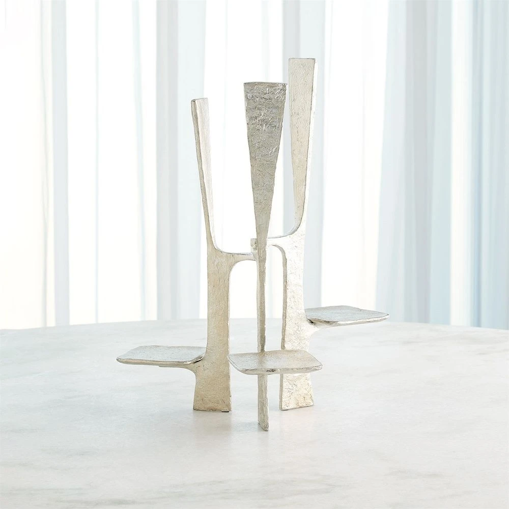 Triune Candleholder-Silver Leaf 2 Triune Candleholder-Silver Leaf - Image 2