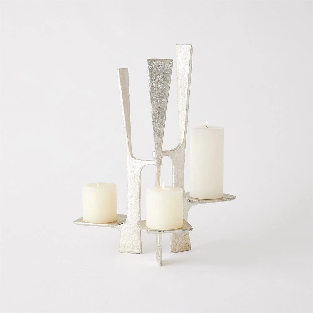 Triune Candleholder-Silver Leaf 3 Triune Candleholder-Silver Leaf - Image 3