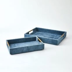Posh Tray-Dusty Blue Suede-Lg -France and So Furniture 88392 b26ca600 c221 4095 ba36 9373a9b4f8ef
