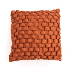 Square Ruche Pillow-Rust