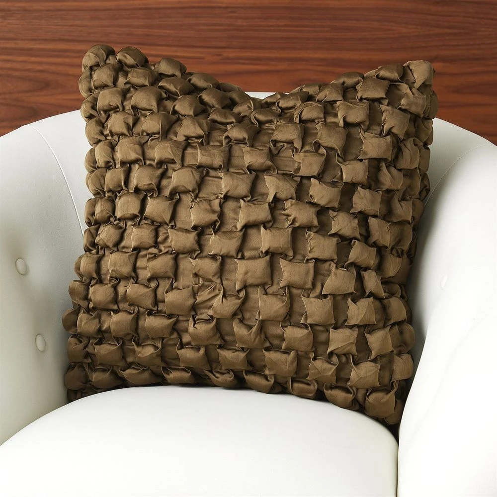 Square Ruche Pillow-Olive 2 Square Ruche Pillow-Olive - Image 2