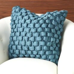 Square Ruche Pillow-Dusty Blue -France and So Furniture 89045