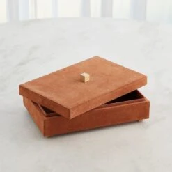 Posh Tray-Rust Suede-Sm -France and So Furniture 90185