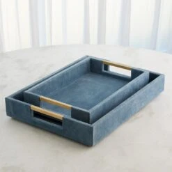 Posh Tray-Dusty Blue Suede-Lg -France and So Furniture 90196 639e51f8 250f 44c9 a038 192e2baa0ee2