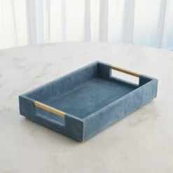 Posh Tray-Dusty Blue Suede-Lg -France and So Furniture 90198 7f4423a7 0c1f 427f 9119 e98d48aae245