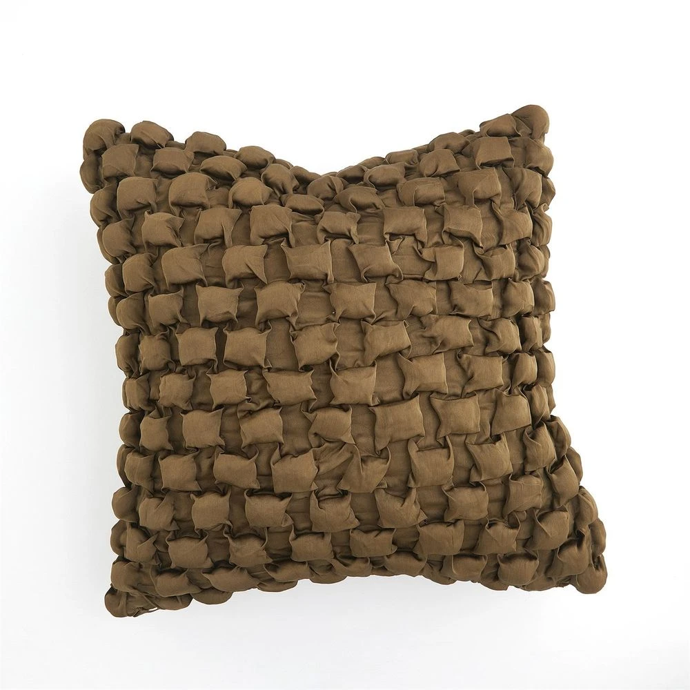 Square Ruche Pillow-Olive 1 Square Ruche Pillow-Olive