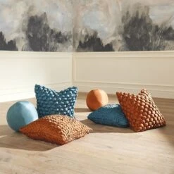 Square Ruche Pillow-Dusty Blue -France and So Furniture 90805 c5ca334f 7698 48e7 b00e 3f40ad67a853