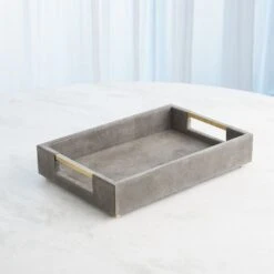 Posh Tray - Grey Suede Large -France and So Furniture 91090 d088e8e7 fcca 42c6 9652 a9c9e39e015a
