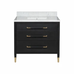 Verona 36" Black Linen Vanity With Rectangular Undermount Sink