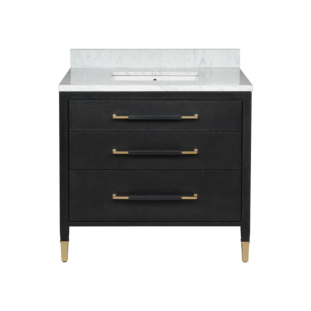 Verona 36" Black Linen Vanity With Rectangular Undermount Sink 1 Verona 36" Black Linen Vanity With Rectangular Undermount Sink
