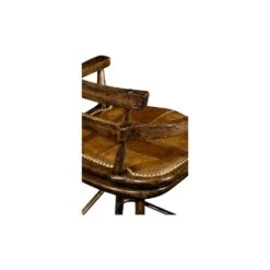 Oak Bar Stool With Studded Leather Seat -France and So Furniture 970e821bf66f75d91041763a18756250ca17b571 full