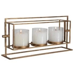 Wenman Gold Triple Candleholder 8 Wenman Gold Triple Candleholder -France and So Furniture ACC 104436 18107 A1 ANGLE