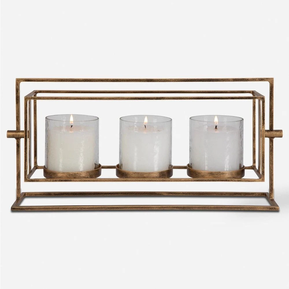 Wenman Gold Triple Candleholder 1 Wenman Gold Triple Candleholder