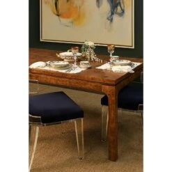 Modern Rectangular Dining Table In Dark Burl Wood -France and So Furniture ADAMS DBW DUKE NVY LIFESTYLE 600X600 03613.1744311426