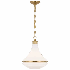 Dalton 15" Pendant - Brass With White Glass