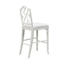 Annette - Chippendale Style Bamboo Counter Stool In White Lacquer -France and So Furniture ANNETTE WH ANGLE BACK 93691 af2e98ad b7c6 49fa 906b 93a1e6524f90