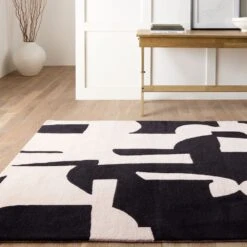Vivaldi Handmade Abstract Black/ Cream Area Rug (8'X10') -France and So Furniture ANT01 8 c317d476 c1b1 494c bf2a 81ffdb61aebc
