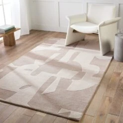 Vivaldi Handmade Abstract Taupe/ Cream Area Rug (6'X9') -France and So Furniture ANT02 4