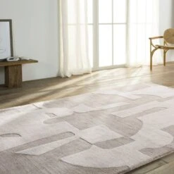 Vivaldi Handmade Abstract Taupe/ Cream Area Rug (6'X9') -France and So Furniture ANT02 6