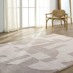 Vivaldi Handmade Abstract Taupe/ Cream Area Rug (6'X9') -France and So Furniture ANT02 7