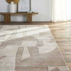Vivaldi Handmade Abstract Taupe/ Cream Area Rug (6'X9') -France and So Furniture ANT02 8