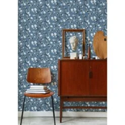 Rose Thorns Wallpaper -France and So Furniture ArtistWall RoseThorns BlueSalt