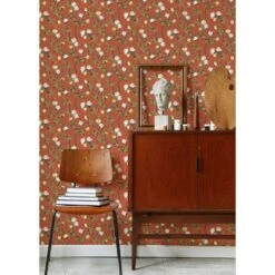 Rose Thorns Wallpaper -France and So Furniture ArtistWall RoseThorns Vermillion