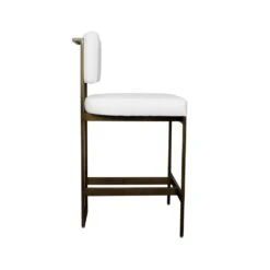 Baylor - Counter Stool With Bronze Base In White Vinyl -France and So Furniture BAYLOR 20BWH SIDE