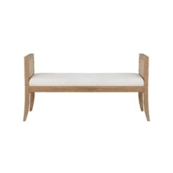 Benedict - Square Edge Bamboo Detail Bench With Cane Sides In Cerused Oak