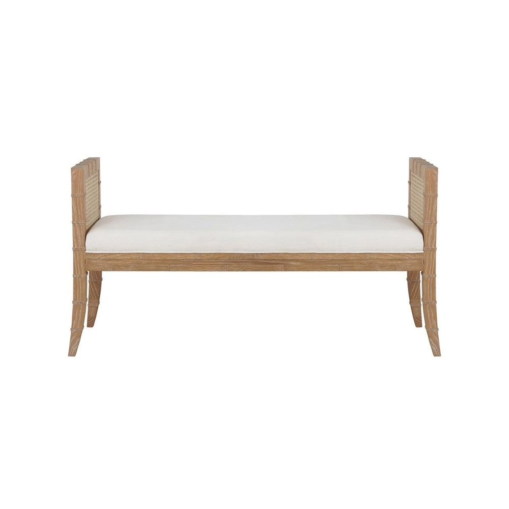 Benedict - Square Edge Bamboo Detail Bench With Cane Sides In Cerused Oak 1 Benedict - Square Edge Bamboo Detail Bench With Cane Sides In Cerused Oak