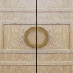 Bixby - Bath Vanity In Cerused Oak With Antique Brass Circle Hardware, White Marble Top, And Porcelain Sink -France and So Furniture BIXBY 20CO DETAIL