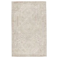 Kavira Handmade Medallion Light Taupe/ Cream Area Rug (9'X12')