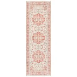 Hudson Medallion Orange/ Ivory Runner Rug (2'6"X8')