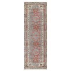 Amaryllis Medallion Gray/ Orange Runner Rug (2'6"X8')