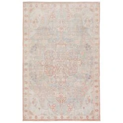 Leila Medallion Orange/ Light Blue Area Rug (7'10"X9'10")