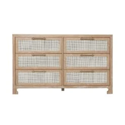 Carla - Six Drawer Cane Front Chest With Brass Hardware In Cerused Oak Finish