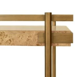 Cash - Antique Brass Bar Cart With Shelves In Burl Wood -France and So Furniture CASH 20BW DETAIL 201