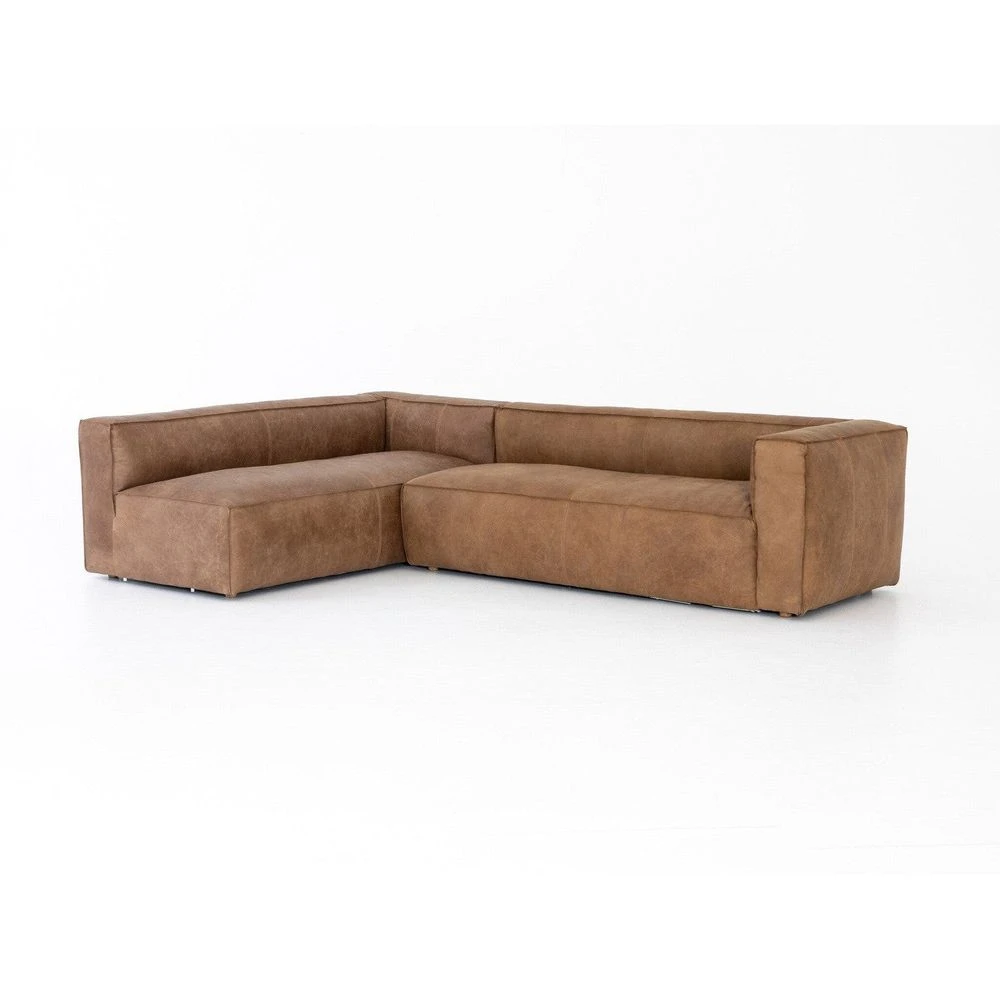 Finsbury Leather Sectional - Natural Washed Sand - 2-Piece RAF 3 Finsbury Leather Sectional - Natural Washed Sand - 2-Piece RAF - Image 3