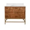 Clifford Bath Vanity In Matte Dark Burl Wood With White Marble Top