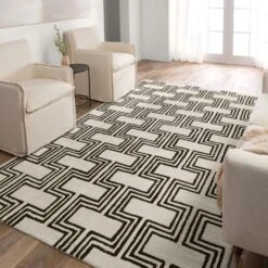 Strasbourg Handmade Geometric Cream/Black Area Rug (10'X14') -France and So Furniture CT124 4 0f1e423a 40d2 4e55 baec b664d451e31b