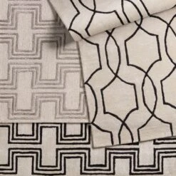 Strasbourg Handmade Geometric Cream/Black Area Rug (10'X14') -France and So Furniture CT124 5