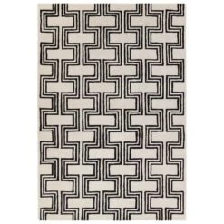 Strasbourg Handmade Geometric Cream/Black Area Rug (9'X12')