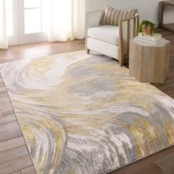 Stellan Abstract Gold/ Gray Area Rug (7'10"X10'6") -France and So Furniture CTY19 4 63475a49 9907 49db 8b08 b26188305372