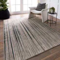 Zylon Striped Gray/Cream Area Rug (6'7"X9'6") -France and So Furniture CTY29 4 cb5ab173 978b 4b53 8afe 1a19a7a35915