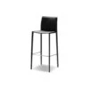 Zak Bar Stool Black Leather Leather Upholstered Steel Legs